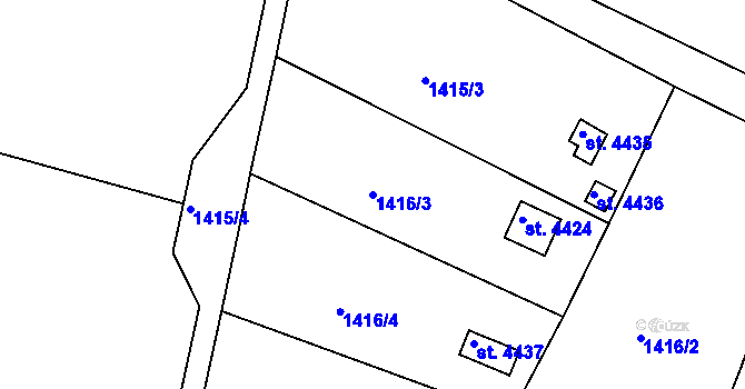 Parcela st. 1416/3 v KÚ Písek, Katastrální mapa