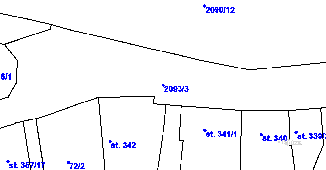 Parcela st. 2093/3 v KÚ Písek, Katastrální mapa