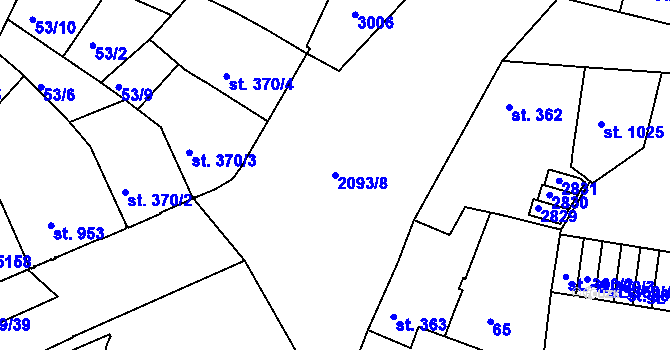 Parcela st. 2093/8 v KÚ Písek, Katastrální mapa