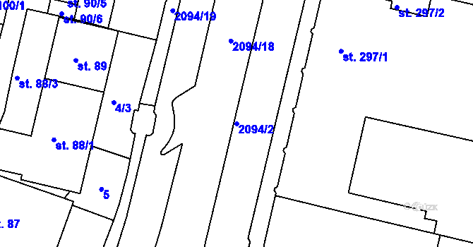 Parcela st. 2094/2 v KÚ Písek, Katastrální mapa