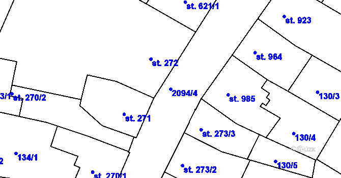 Parcela st. 2094/4 v KÚ Písek, Katastrální mapa