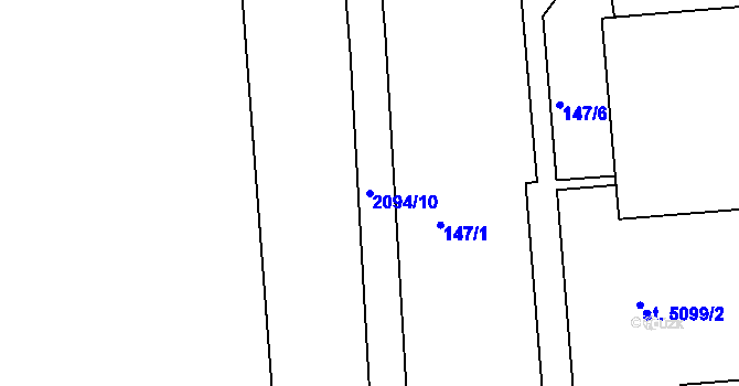 Parcela st. 2094/10 v KÚ Písek, Katastrální mapa