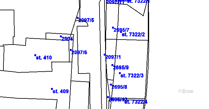 Parcela st. 2097/1 v KÚ Písek, Katastrální mapa