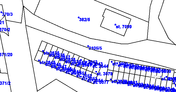 Parcela st. 2105/5 v KÚ Písek, Katastrální mapa