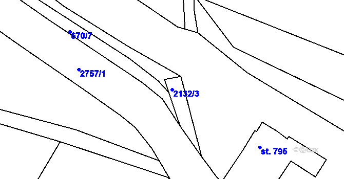 Parcela st. 2132/3 v KÚ Písek, Katastrální mapa