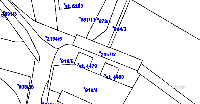 Parcela st. 2157/2 v KÚ Písek, Katastrální mapa