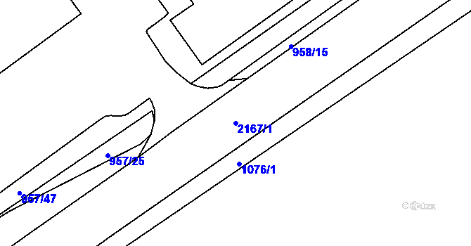 Parcela st. 2167/1 v KÚ Písek, Katastrální mapa