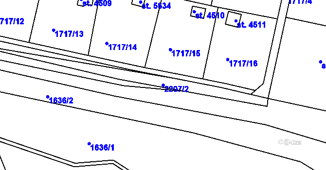 Parcela st. 2207/2 v KÚ Písek, Katastrální mapa
