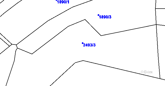Parcela st. 2493/3 v KÚ Písek, Katastrální mapa