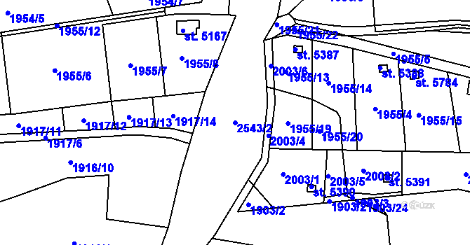 Parcela st. 2543/2 v KÚ Písek, Katastrální mapa