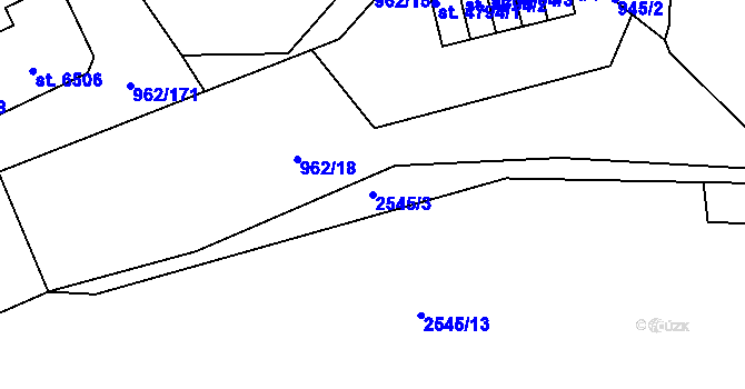 Parcela st. 2545/3 v KÚ Písek, Katastrální mapa