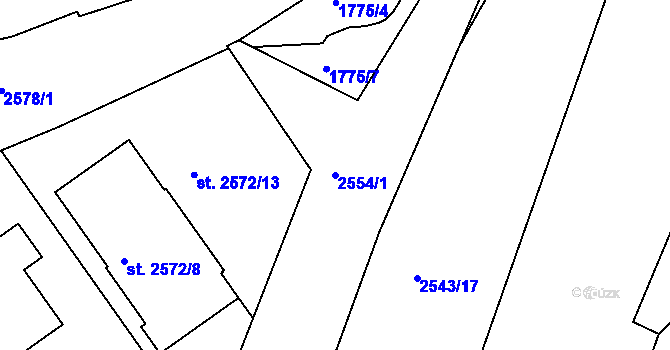 Parcela st. 2554/1 v KÚ Písek, Katastrální mapa