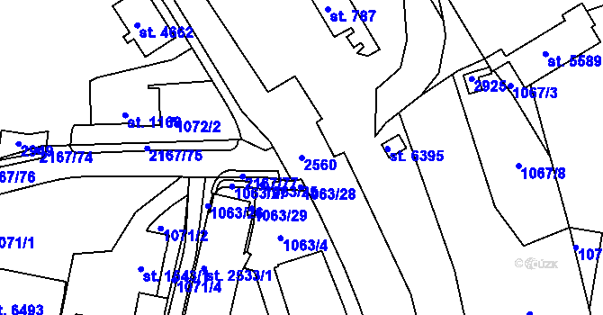 Parcela st. 2560 v KÚ Písek, Katastrální mapa