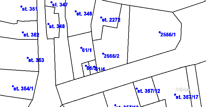 Parcela st. 2566/2 v KÚ Písek, Katastrální mapa