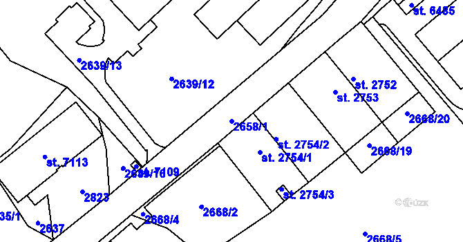 Parcela st. 2658/1 v KÚ Písek, Katastrální mapa