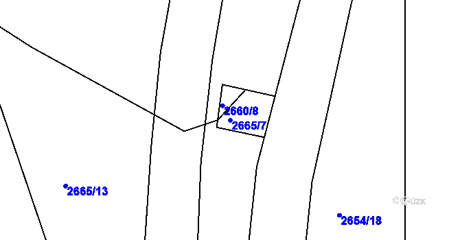 Parcela st. 2665/7 v KÚ Písek, Katastrální mapa