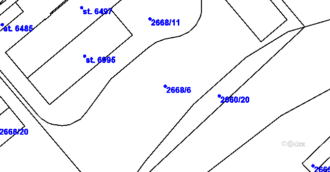 Parcela st. 2668/6 v KÚ Písek, Katastrální mapa