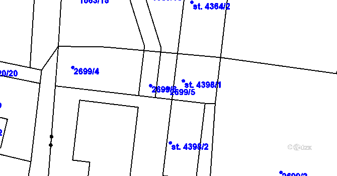 Parcela st. 2699/5 v KÚ Písek, Katastrální mapa