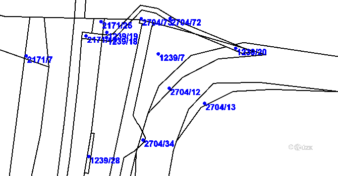 Parcela st. 2704/12 v KÚ Písek, Katastrální mapa