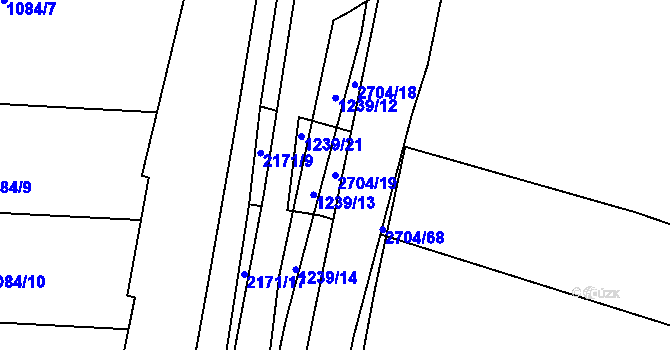 Parcela st. 2704/19 v KÚ Písek, Katastrální mapa