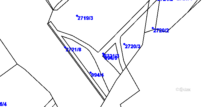 Parcela st. 2721/3 v KÚ Písek, Katastrální mapa