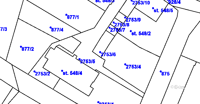 Parcela st. 2753/6 v KÚ Písek, Katastrální mapa