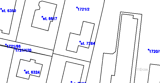 Parcela st. 7284 v KÚ Písek, Katastrální mapa