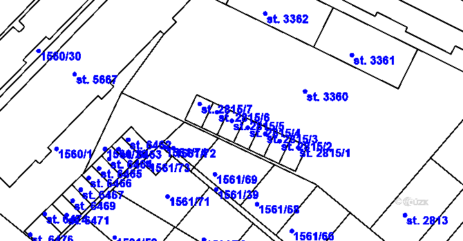 Parcela st. 2815/5 v KÚ Písek, Katastrální mapa