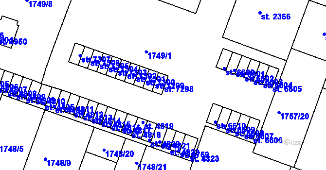 Parcela st. 7298 v KÚ Písek, Katastrální mapa