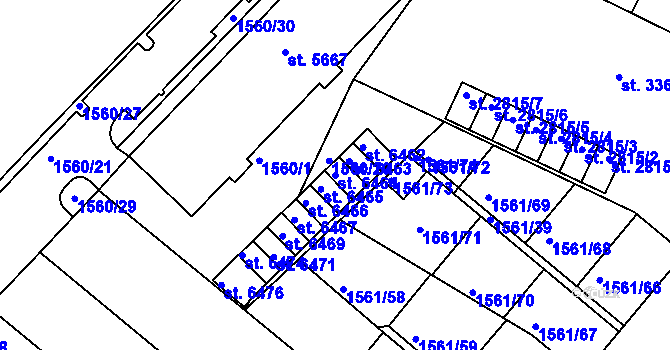 Parcela st. 6464 v KÚ Písek, Katastrální mapa