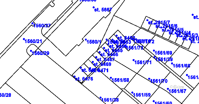 Parcela st. 6466 v KÚ Písek, Katastrální mapa