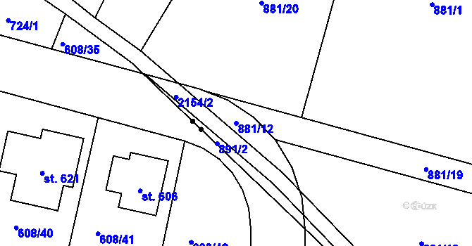 Parcela st. 881/12 v KÚ Písek, Katastrální mapa