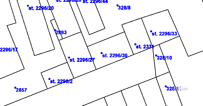Parcela st. 2296/30 v KÚ Písek, Katastrální mapa