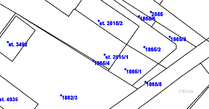 Parcela st. 2515/1 v KÚ Písek, Katastrální mapa