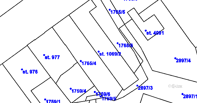 Parcela st. 1069/2 v KÚ Písek, Katastrální mapa