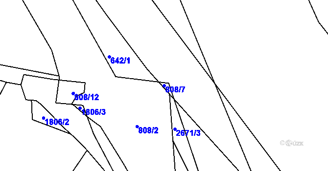 Parcela st. 808/7 v KÚ Písek, Katastrální mapa