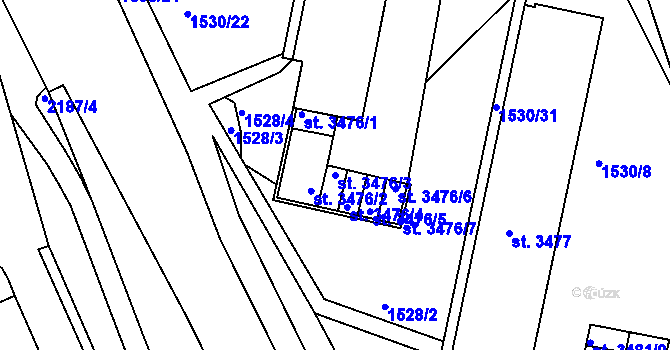 Parcela st. 3476/3 v KÚ Písek, Katastrální mapa