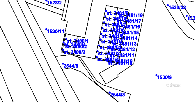 Parcela st. 3481/2 v KÚ Písek, Katastrální mapa