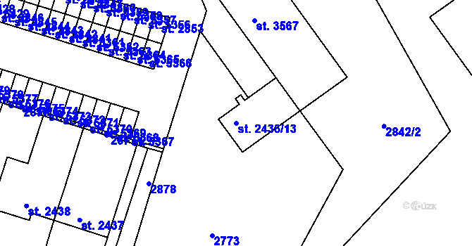 Parcela st. 2436/13 v KÚ Písek, Katastrální mapa