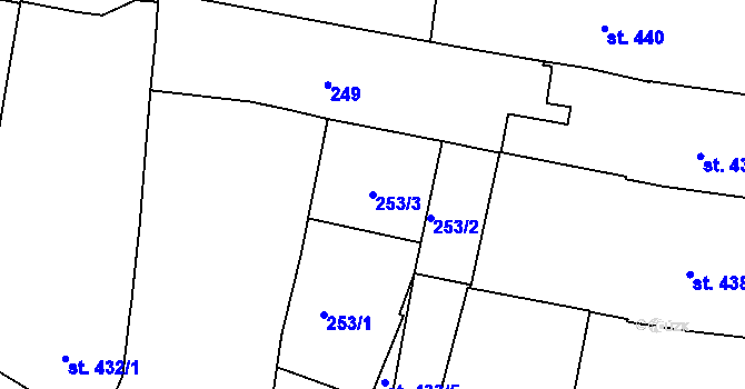 Parcela st. 253/3 v KÚ Písek, Katastrální mapa