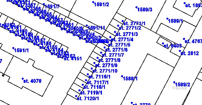 Parcela st. 2771/7 v KÚ Písek, Katastrální mapa