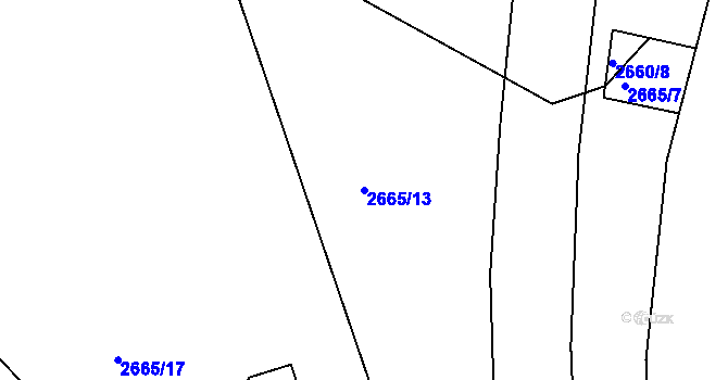 Parcela st. 2665/13 v KÚ Písek, Katastrální mapa