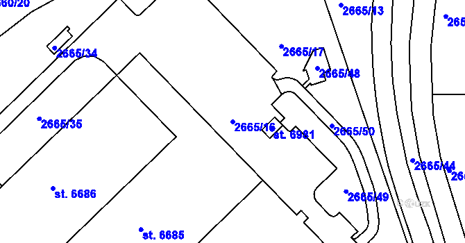 Parcela st. 2665/16 v KÚ Písek, Katastrální mapa