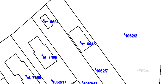 Parcela st. 6615 v KÚ Písek, Katastrální mapa