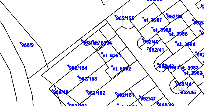 Parcela st. 6361 v KÚ Písek, Katastrální mapa