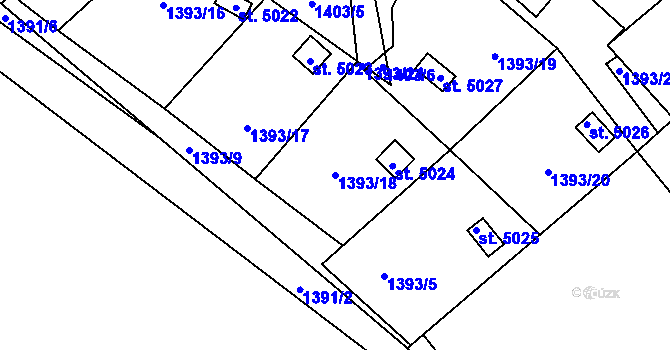 Parcela st. 1393/18 v KÚ Písek, Katastrální mapa