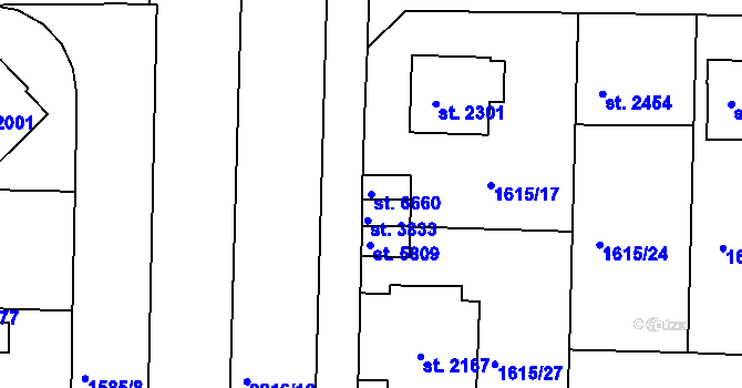 Parcela st. 6660 v KÚ Písek, Katastrální mapa