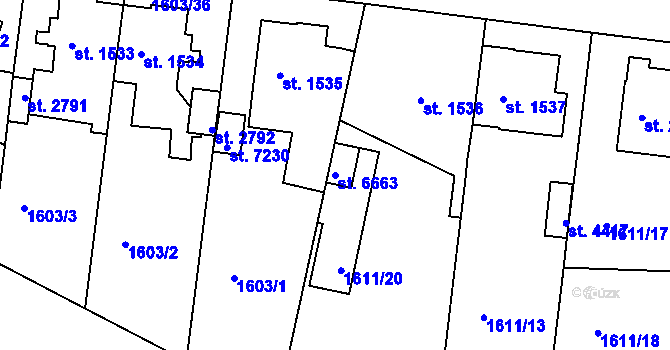 Parcela st. 6663 v KÚ Písek, Katastrální mapa