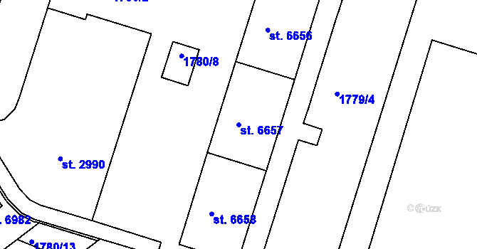Parcela st. 6657 v KÚ Písek, Katastrální mapa