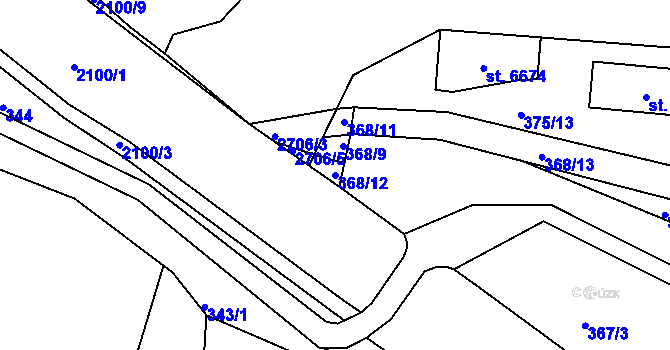 Parcela st. 368/12 v KÚ Písek, Katastrální mapa